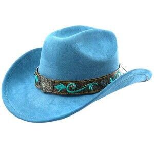 Turquoise Western Cowboy Hat Butterfly Concho Country Concert Rodeo Women's Hat
